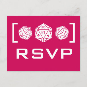 Carte postale RSVP Pink D20 Dice Gamer