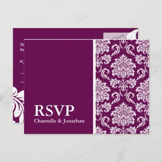 Carte postale RSVP Plum Damask (Devant / Derrière)