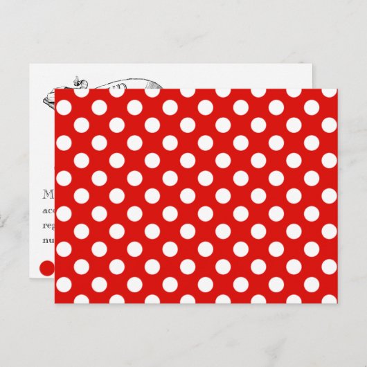 Carte postale RSVP Pointe Rouge & Blanc Polka (Devant / Derrière)