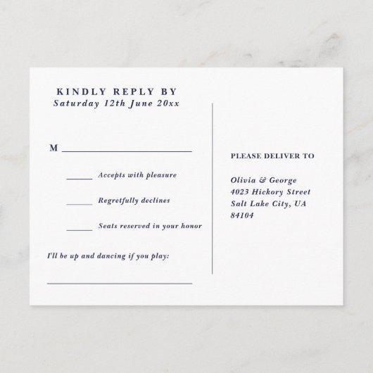 Carte postale RSVP pour demande de chanson florale (Dos)