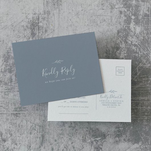 Carte postale RSVP pour demande de chansons bleues