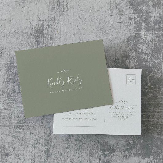 Carte postale RSVP pour demande de chansons vertes