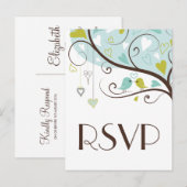 Carte postale RSVP pour Lovebirds Wedding Blue & G (Devant / Derrière)