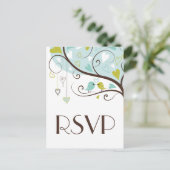 Carte postale RSVP pour Lovebirds Wedding Blue & G (Debout devant)