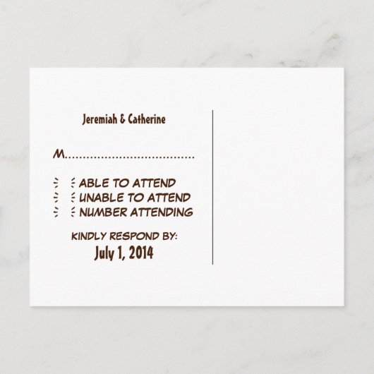 Carte postale RSVP pour mariage aventure (Dos)