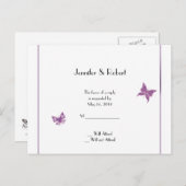 Carte postale RSVP pour mariage cardiaque papillon (Devant / Derrière)