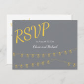 Carte postale RSVP pour mariage en jaune et gris (Devant / Derrière)
