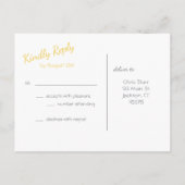 Carte postale RSVP pour mariage en jaune et gris (Dos)
