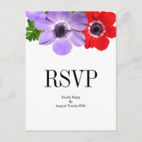 Carte postale RSVP pour mariage floral à l'anémone