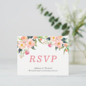 Carte postale RSVP pour mariage floral moderne aqu (Debout devant)