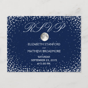Carte Postale RSVP pour mariage   Lune de nuit étoilée