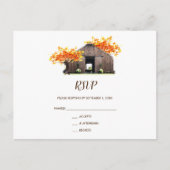Carte postale RSVP pour mariage rustique en grange (Devant)