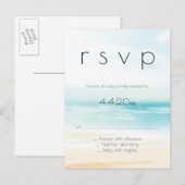 Carte postale rsvp pour mariage simple à la plage (Devant / Derrière)
