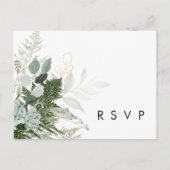 Carte postale RSVP pour mariage vert et feuille d' (Devant)