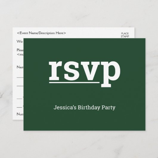 Carte postale "rsvp" propre et respectable (Devant / Derrière)