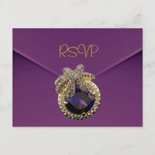 Carte postale RSVP prune violet or joyau