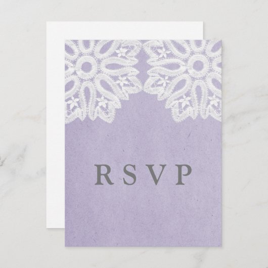 Carte postale RSVP Purple Elegant Lace (Devant / Derrière)