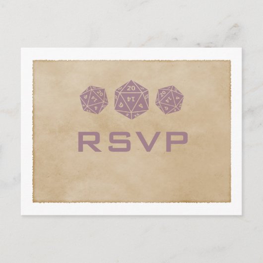 Carte postale RSVP Purple Grunge D20 Dice Gamer (Devant)