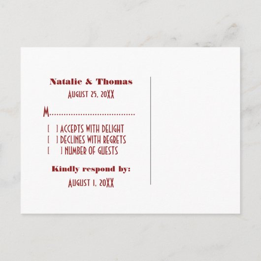 Carte postale RSVP, Red (Dos)