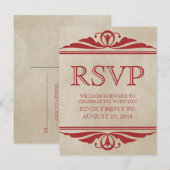 Carte postale RSVP Red Elegant Deco (Devant / Derrière)
