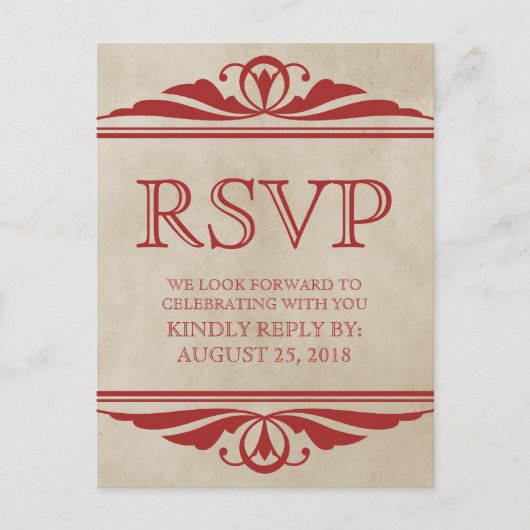 Carte postale RSVP Red Elegant Deco (Devant)