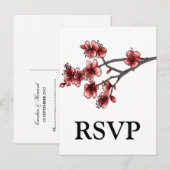 Carte postale RSVP Red Simple Cherry Blossoms (Devant / Derrière)