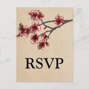 Carte postale RSVP Red Vintage Cherry Blossoms
