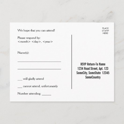 Carte postale "RSVP" respectable et luxueuse (Dos)