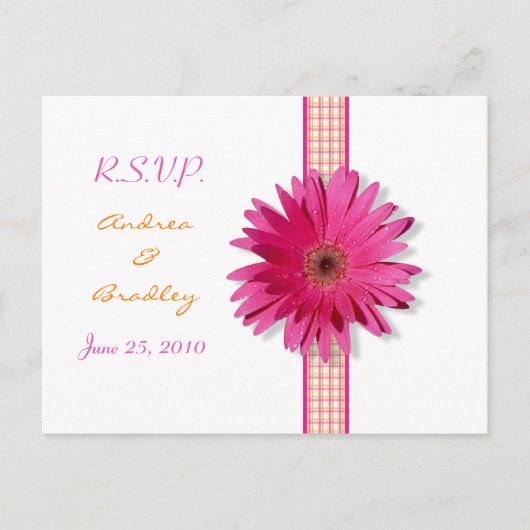 Carte postale RSVP Ribbon rose Gerbera Daisy (Devant)