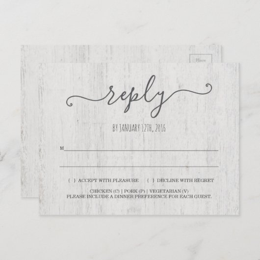 Carte postale RSVP | Romantique rustique (Devant / Derrière)