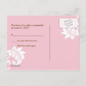 Carte postale RSVP rose Damas (Dos)