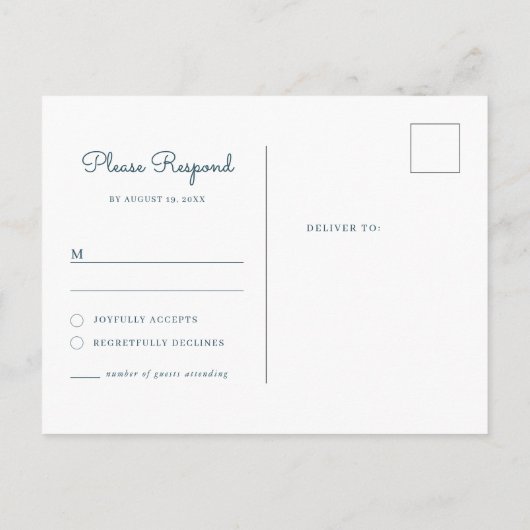 Carte postale rsvp rose et bleu Watercolor (Dos)