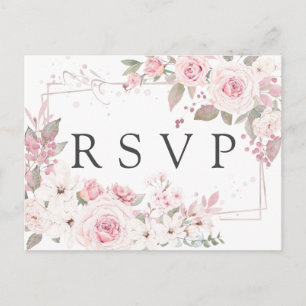 Carte postale RSVP rose florale avec choix de repa