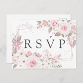 Carte postale RSVP rose florale avec choix de repa (Devant / Derrière)