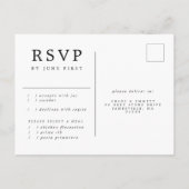 Carte postale RSVP rose florale avec choix de repa (Dos)