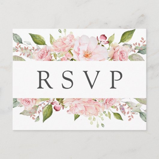 Carte postale RSVP rose florale avec choix de repa (Devant)
