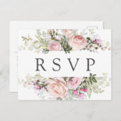 Carte postale RSVP rose florale avec choix de repa (Devant / Derrière)