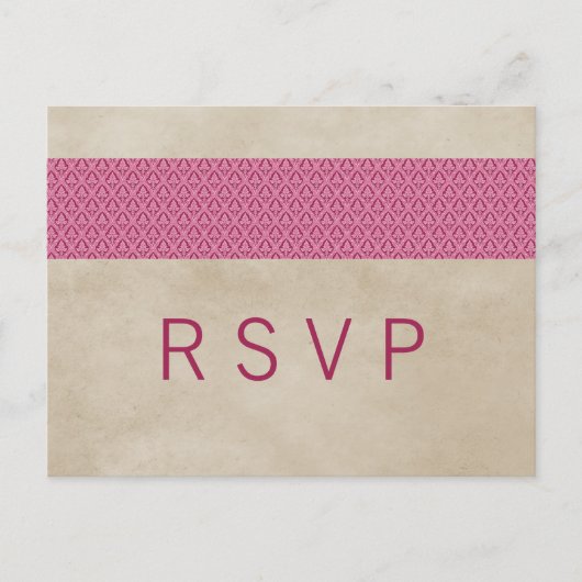 Carte postale RSVP rose Russe Damask (Devant)