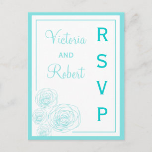 Carte postale RSVP Rose, Turquoise
