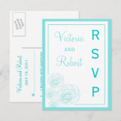 Carte postale RSVP Rose, Turquoise (Devant / Derrière)