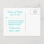 Carte postale RSVP Rose, Turquoise (Dos)
