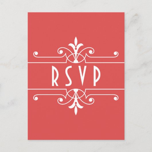 Carte postale RSVP rouge fantaisie (Devant)