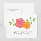 Carte postale RSVP rouge orange en fleur (Devant / Derrière)
