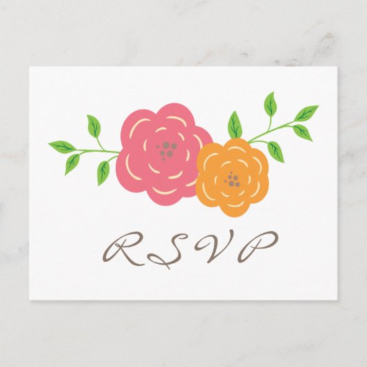 Carte postale RSVP rouge orange en fleur (Devant)