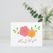 Carte postale RSVP rouge orange en fleur (Debout devant)