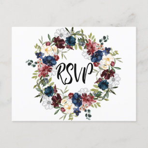 Carte postale RSVP RSVP Floral Marine