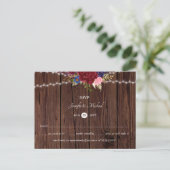 Carte postale RSVP Rustic Burgundy Blue Wedding (Debout devant)