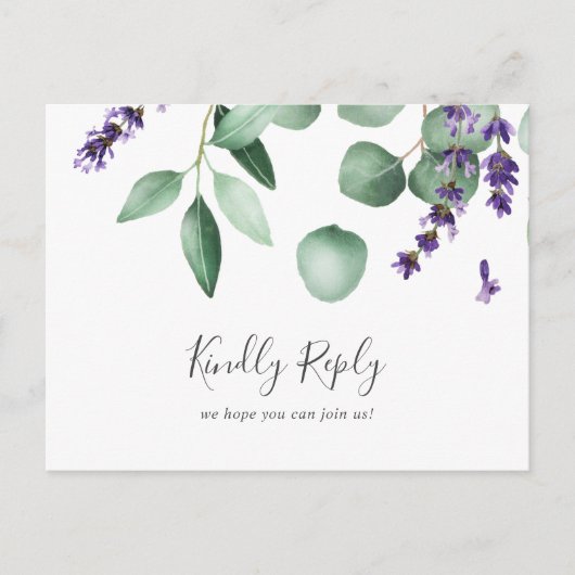 Carte postale RSVP Rustic Lavender Menu Choix (Devant)