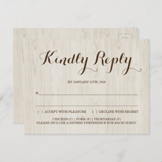 Carte postale RSVP rustique (Devant / Derrière)