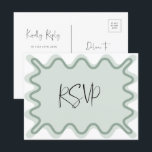 Carte postale RSVP Sage Green Wavy Border<br><div class="desc">Conçue pour coordonner avec notre collection Wavy Border, cette carte postale moderne RSVP présente la bordure ondulée tendance et populaire en couleur sauge sur arrière - plan blanc. Si vous voulez attirer l'attention de votre client avec une pop de couleur sur votre invitation branchée, cette suite est parfaite pour vous....</div>